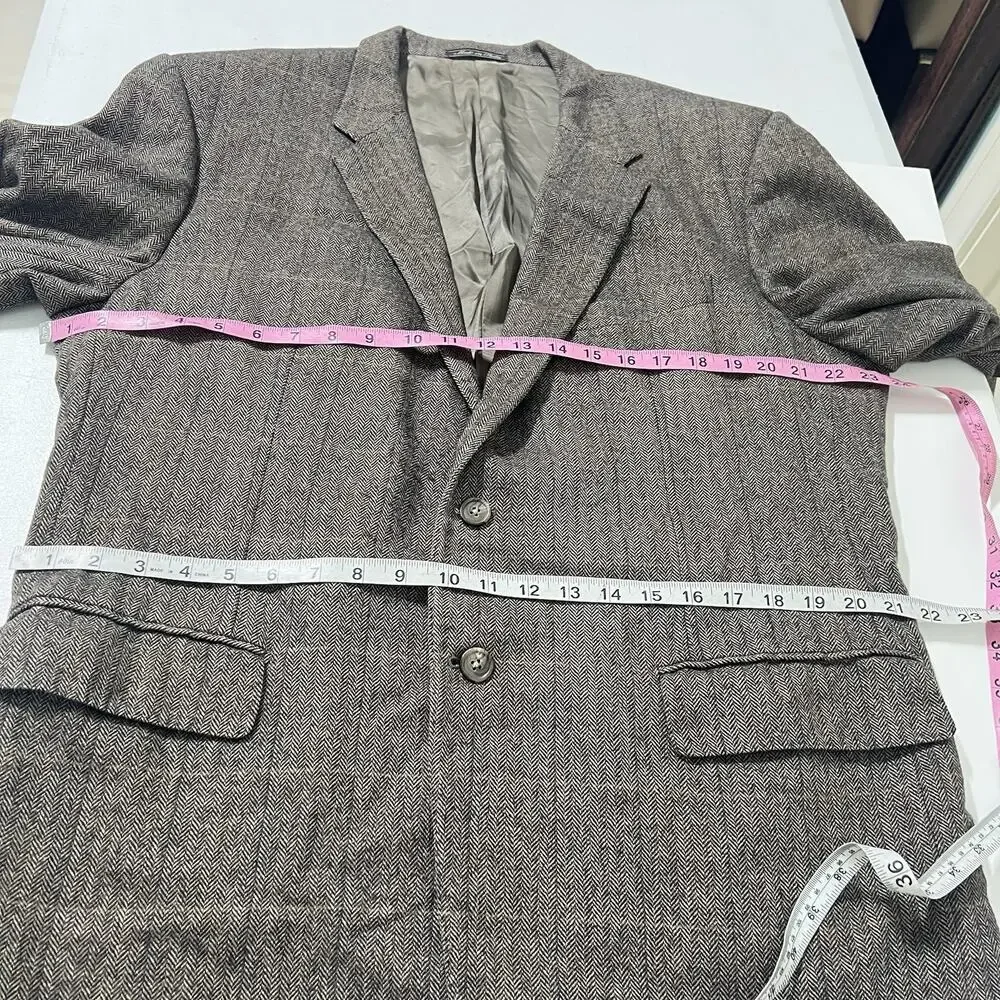 Corneliani Wool Camel Silk Tweed Blazer Brown Jacket 56R Herringbone Italy